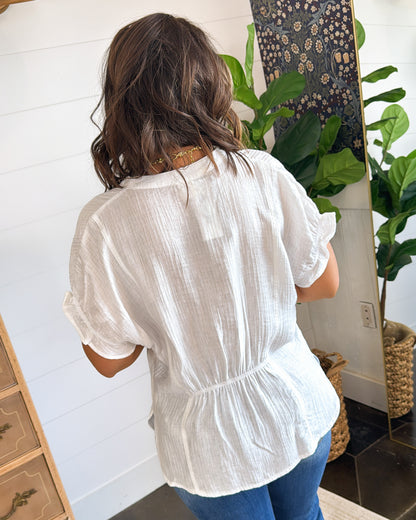 Simple Choice Crinkled Ruffle Sleeve Top