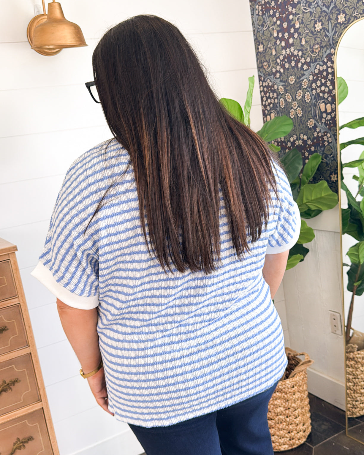 Sunny Life Striped Knit Pocket Top