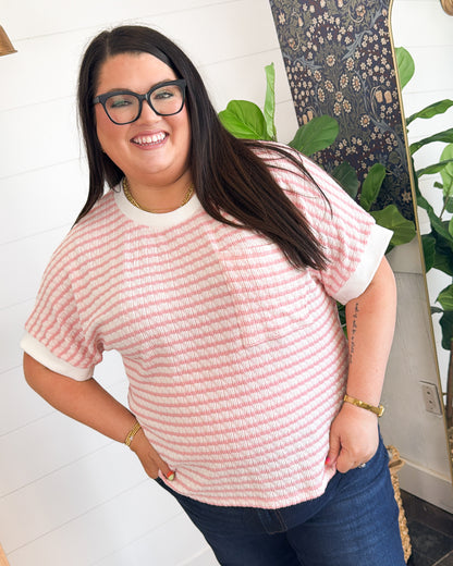 Sunny Life Striped Knit Pocket Top