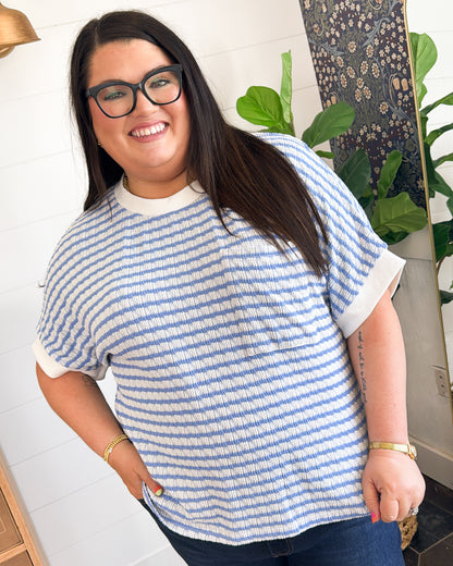 Sunny Life Striped Knit Pocket Top