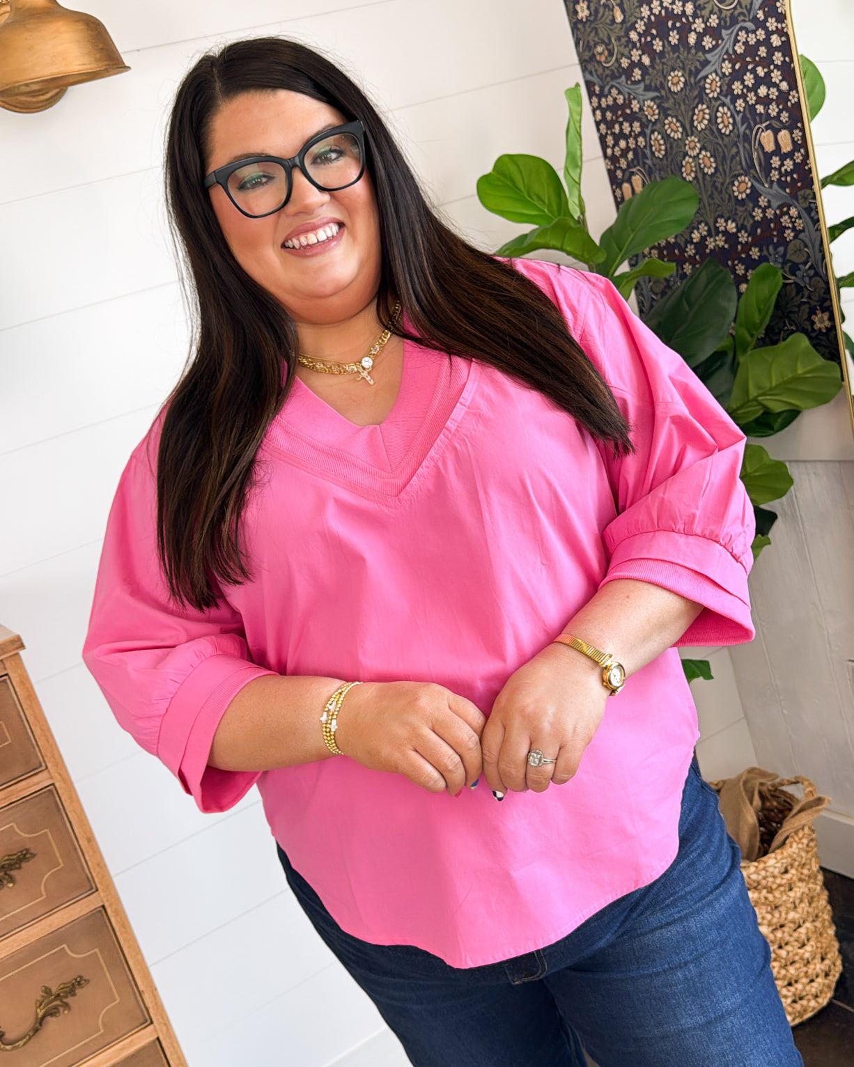 Winery Date Pleated Sleeve Top