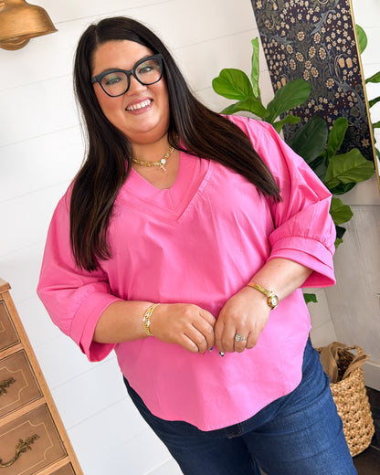 Winery Date Pleated Sleeve Top