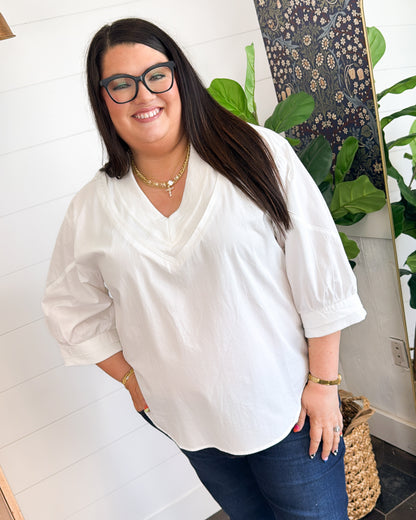 Winery Date Pleated Sleeve Top