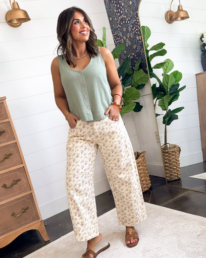 Scattered Love Floral High Rise Barrel Jeans