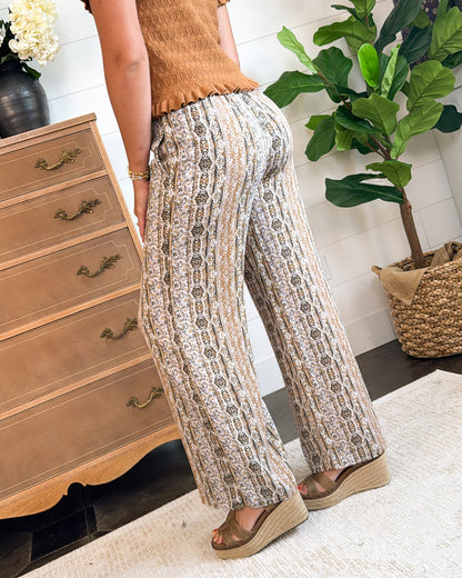 Desert Bloom Border Print Wide Leg Pants