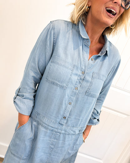 Wild Blue Yonder Tencel Shirt Dress