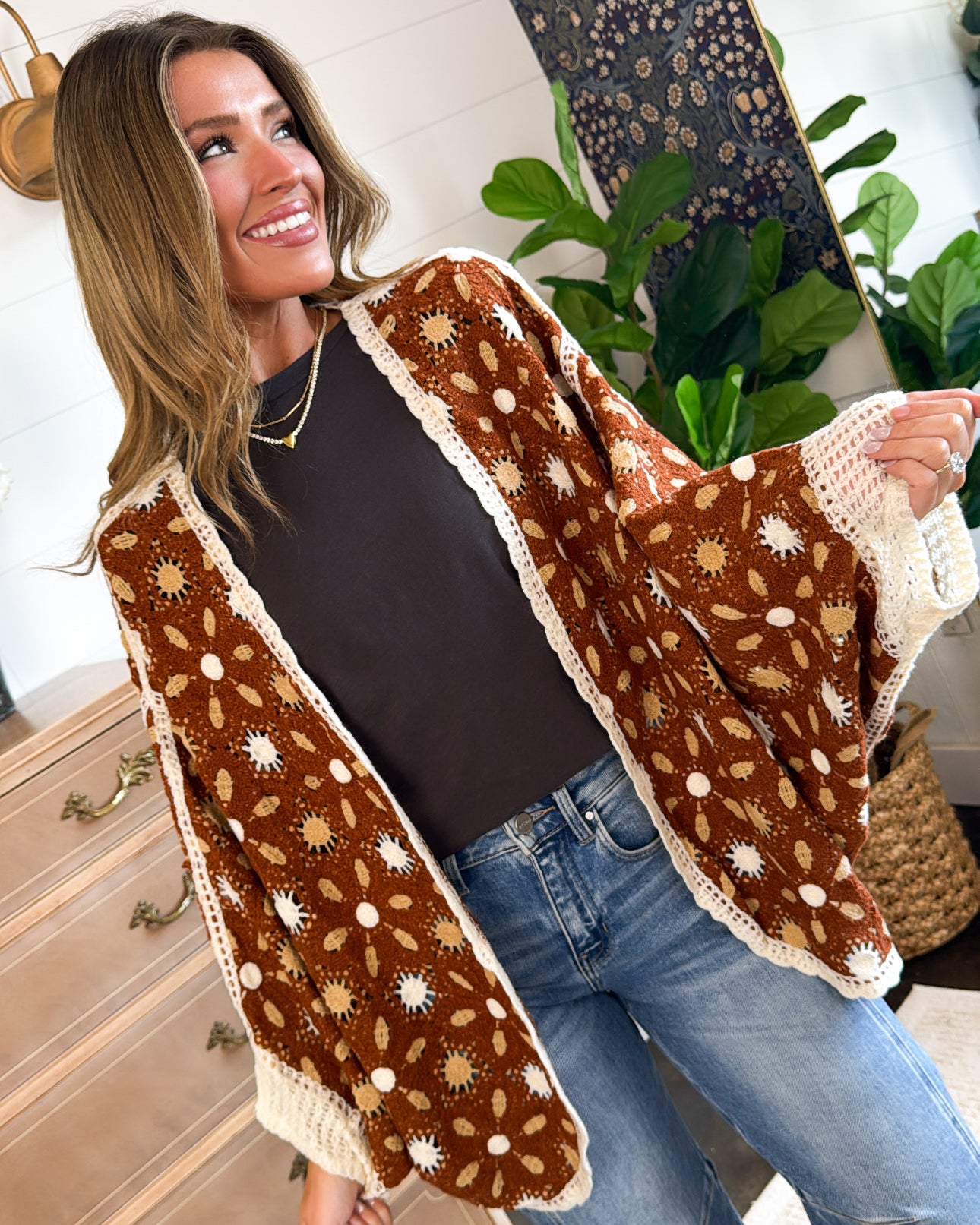 The Fiona Floral Crocheted Cardigan