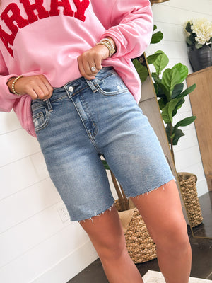 Lovervet By VERVET | Greyson High Rise Denim Bermuda Shorts