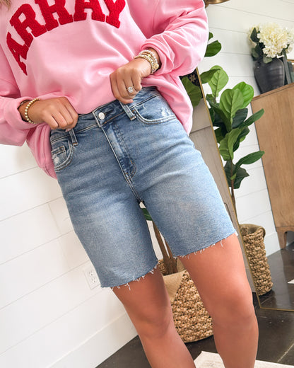 Lovervet By VERVET | Greyson High Rise Denim Bermuda Shorts