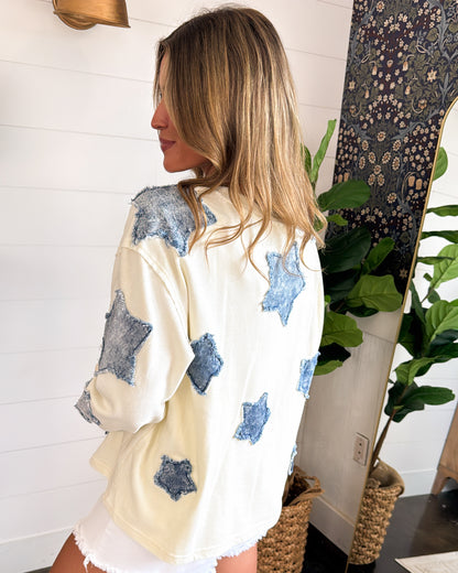Chasing Stars Denim Star Patch Pullover