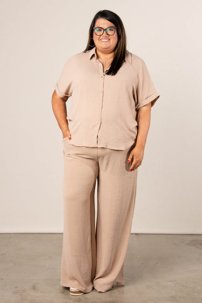 Crinkle Knit Top + Pant Set