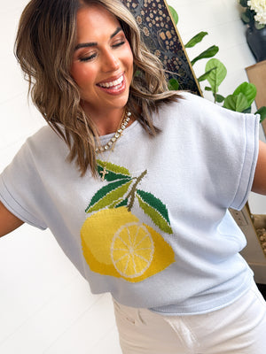 Citrus Grove Lemon Knit Sweater