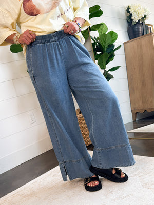 Caroline High Waist Crop Wide Leg Denim Pants