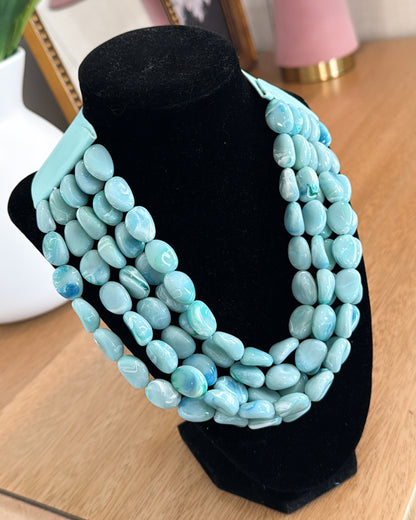 Ocean Mist Marbled Stone Magnetic Necklace