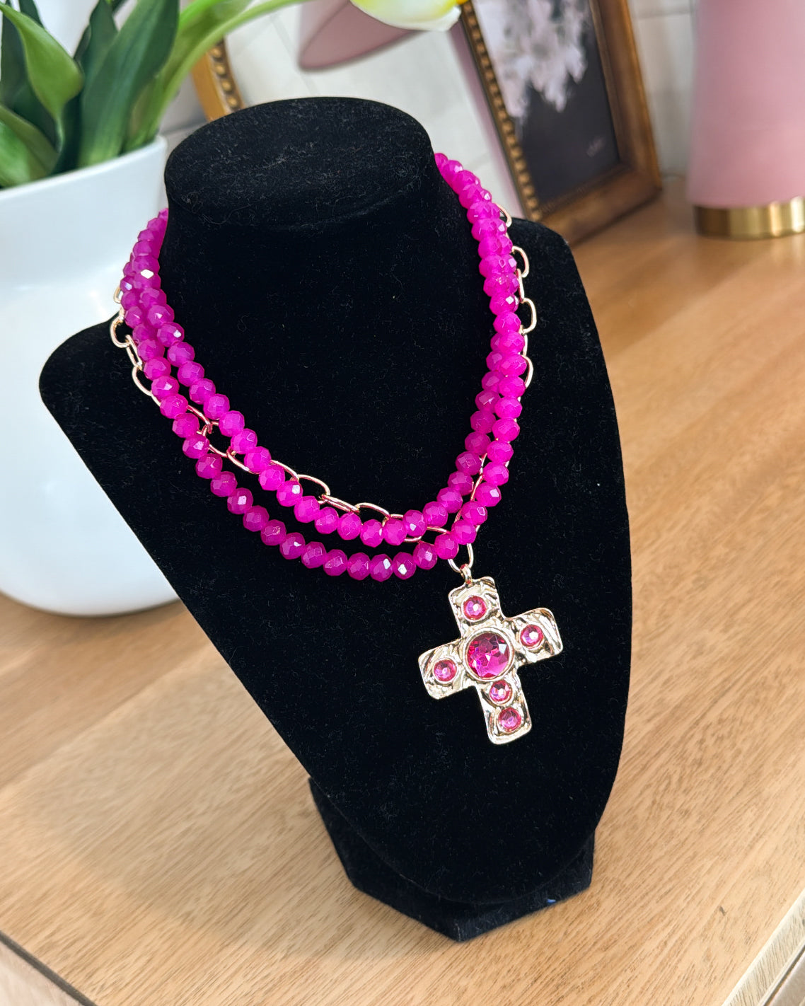 Daily Grace Beaded + Cross Pendant Layered Necklace