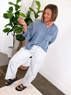 Making Waves Chambray Raw Seam Dolman Shirt