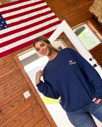 Freedom Flag Embroidered Applique Graphic Sweatshirt