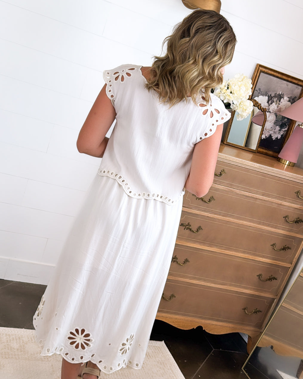 French Countryside Eyelet Top + Skirt Set