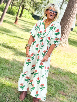 Garden Serenade Floral Tiered Midi Dress
