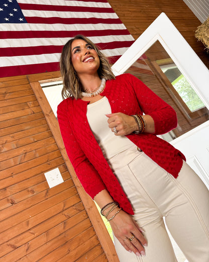 Whisper Softly Pointelle Button Up Cardigan