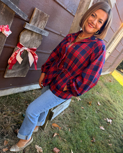 Change Of Season Plaid Drawstring Waist Jacket