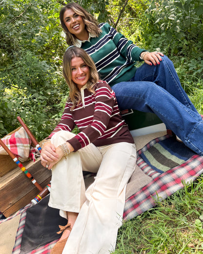 Prep Talk Striped Polo Sweater