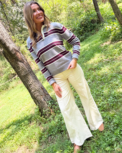 Prep Talk Striped Polo Sweater