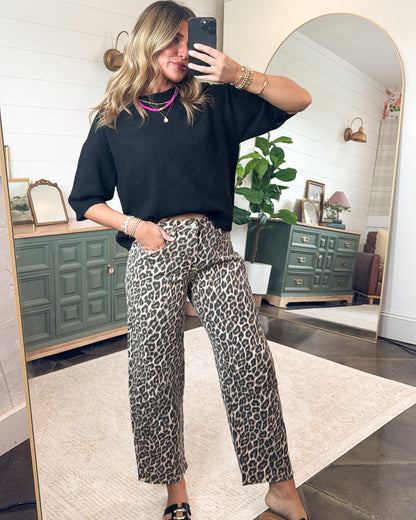 Samara High Rise Leopard Barrel Jeans