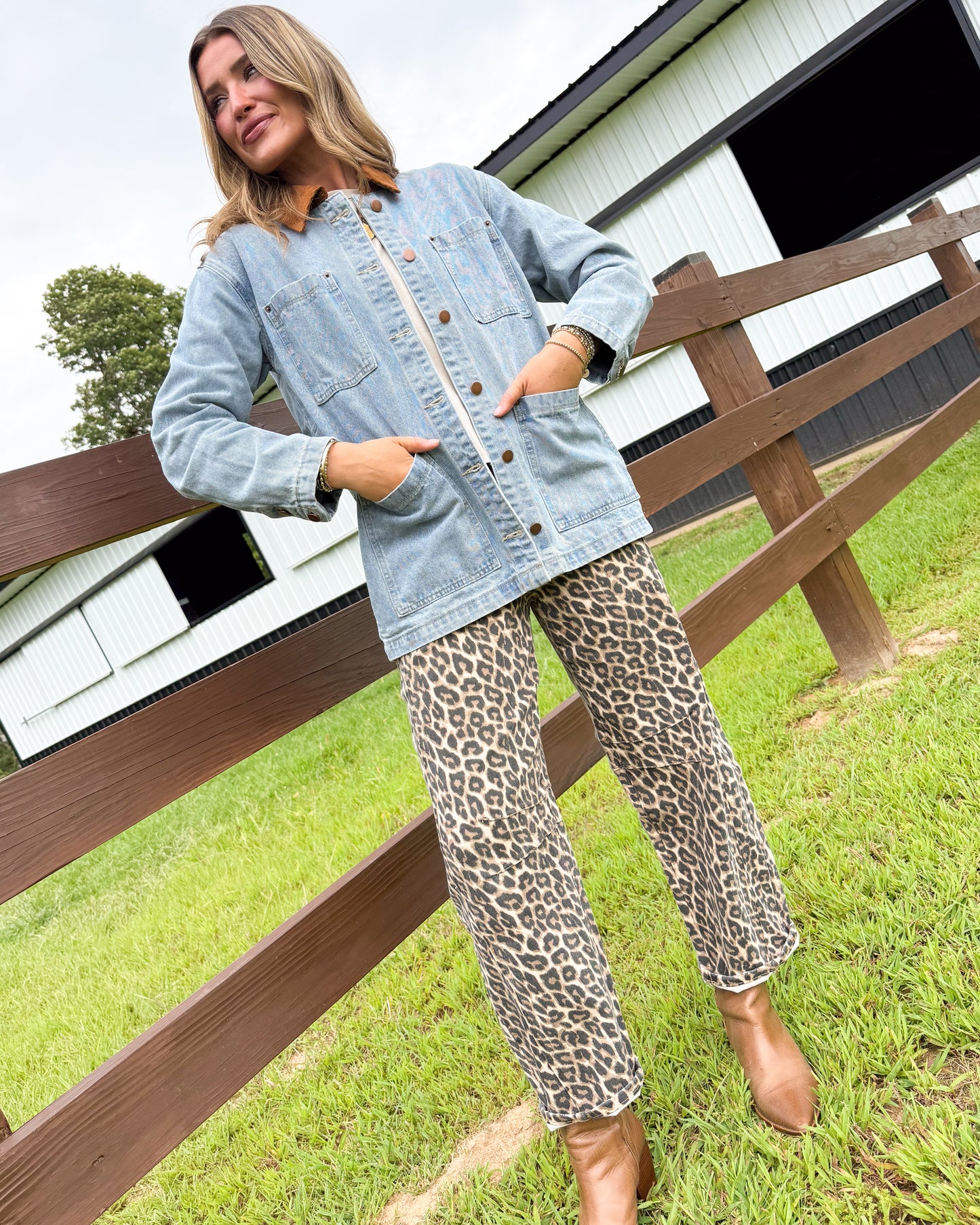 Out West Corduroy Collared Denim Barn Jacket