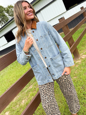Out West Corduroy Collared Denim Barn Jacket