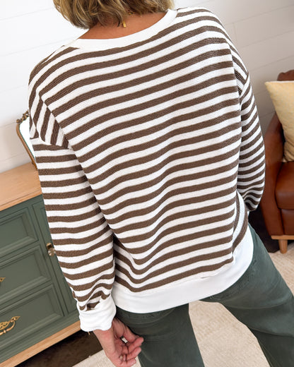 Easy Morning Striped Top Stitch Pullover