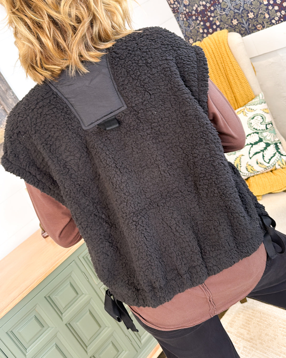 Coffee Run Oversized Sherpa Vest