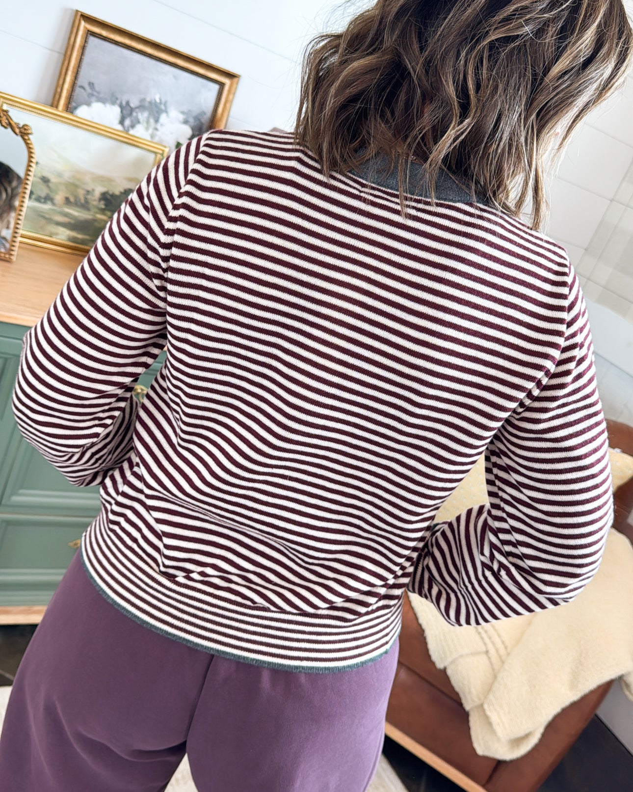 Dusty Trails Striped Contrast Trim Sweater Cardigan