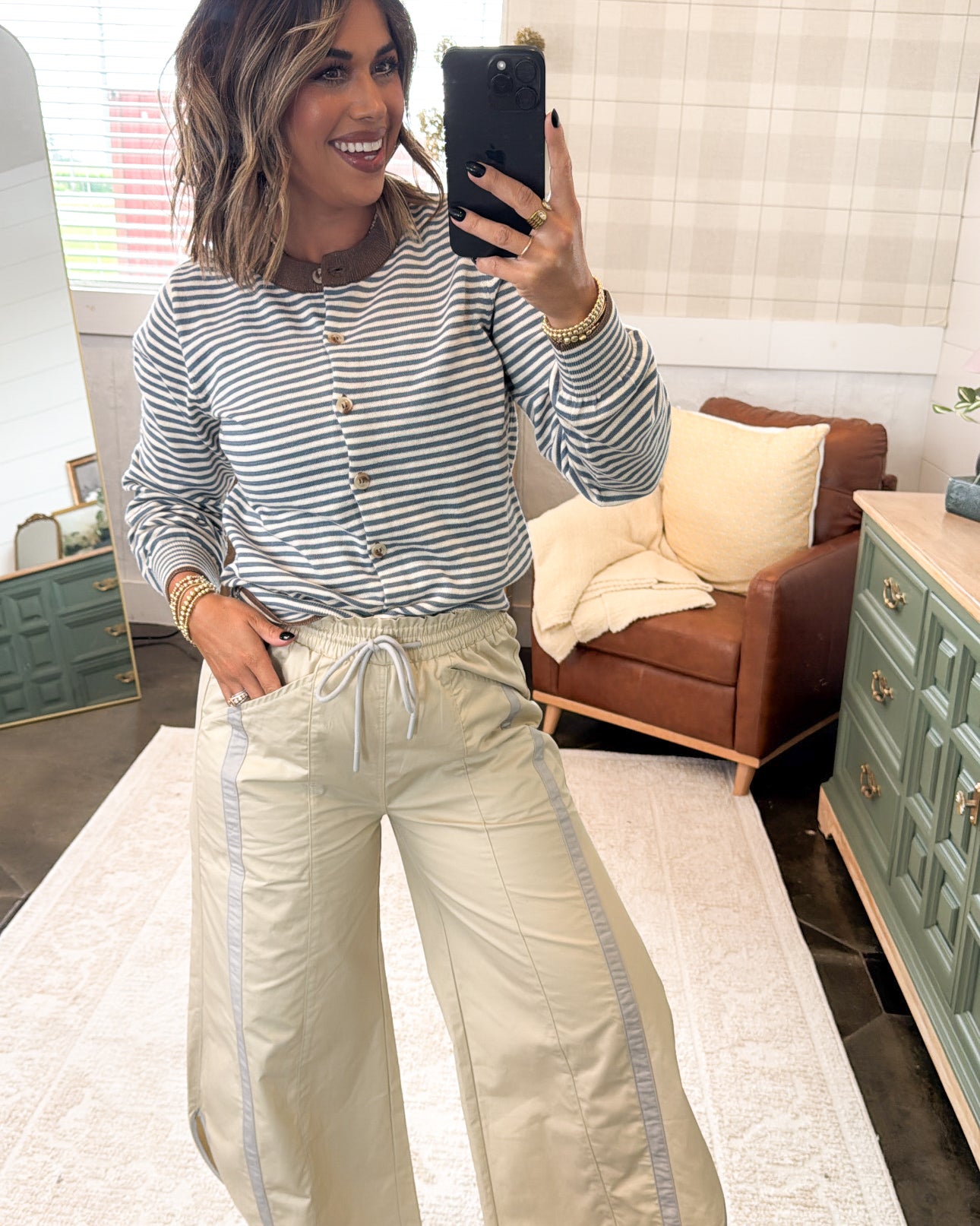 Dusty Trails Striped Contrast Trim Sweater Cardigan