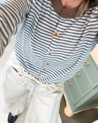 Dusty Trails Striped Contrast Trim Sweater Cardigan