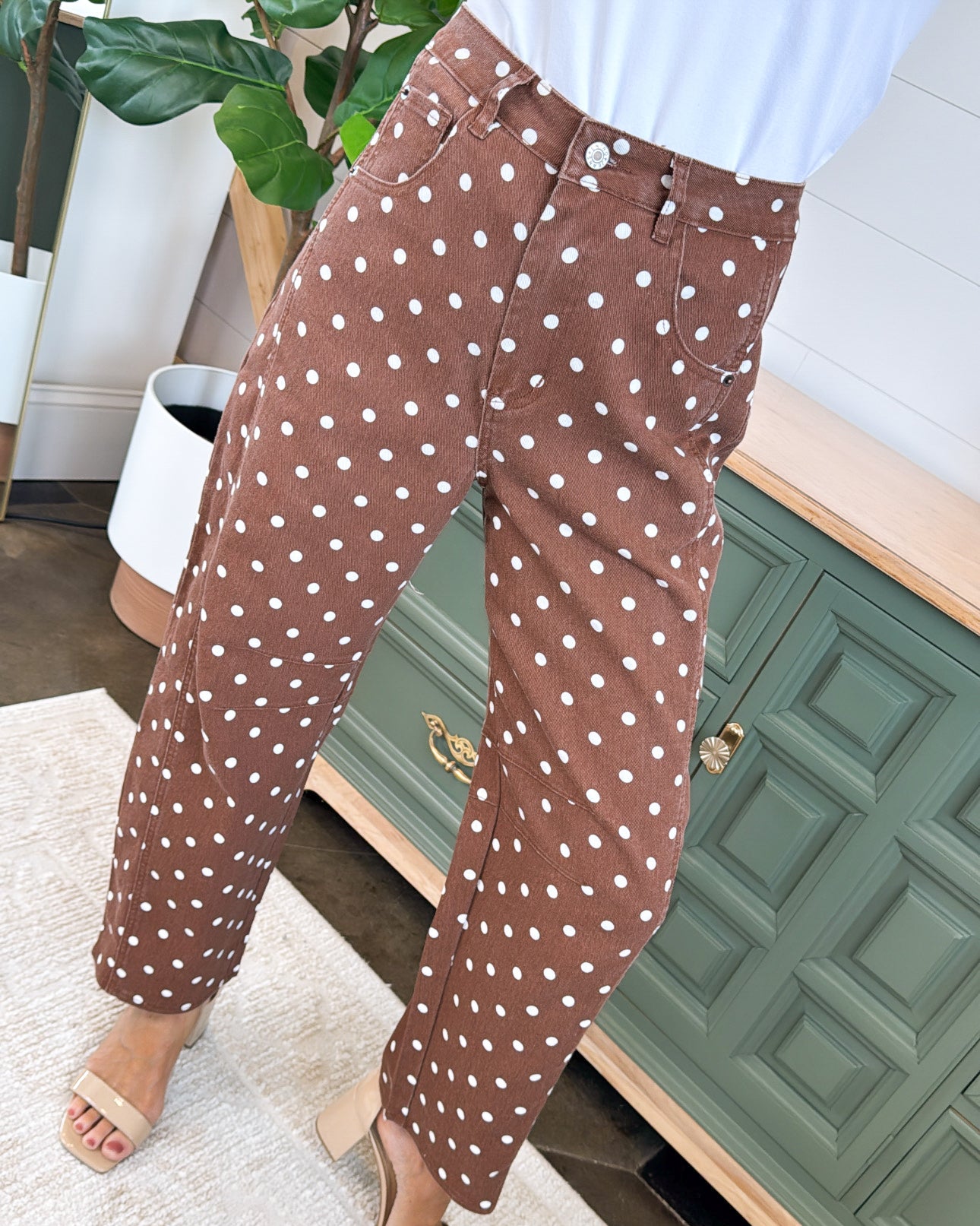 Annabelle Polka Dot Crop Barrel Pants