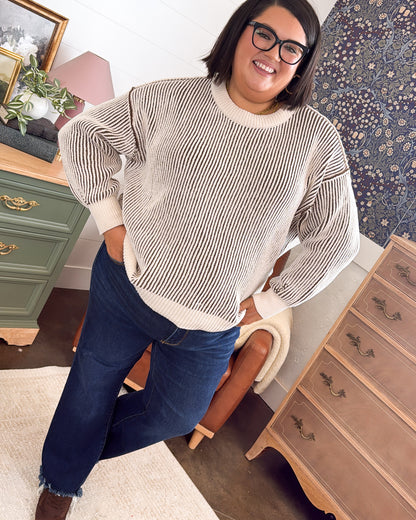 Along These Lines Two-Tone Striped Sweater