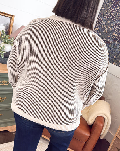 Along These Lines Two-Tone Striped Sweater