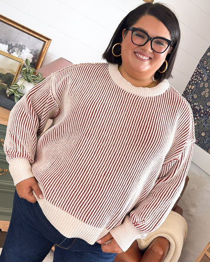 Along These Lines Two-Tone Striped Sweater