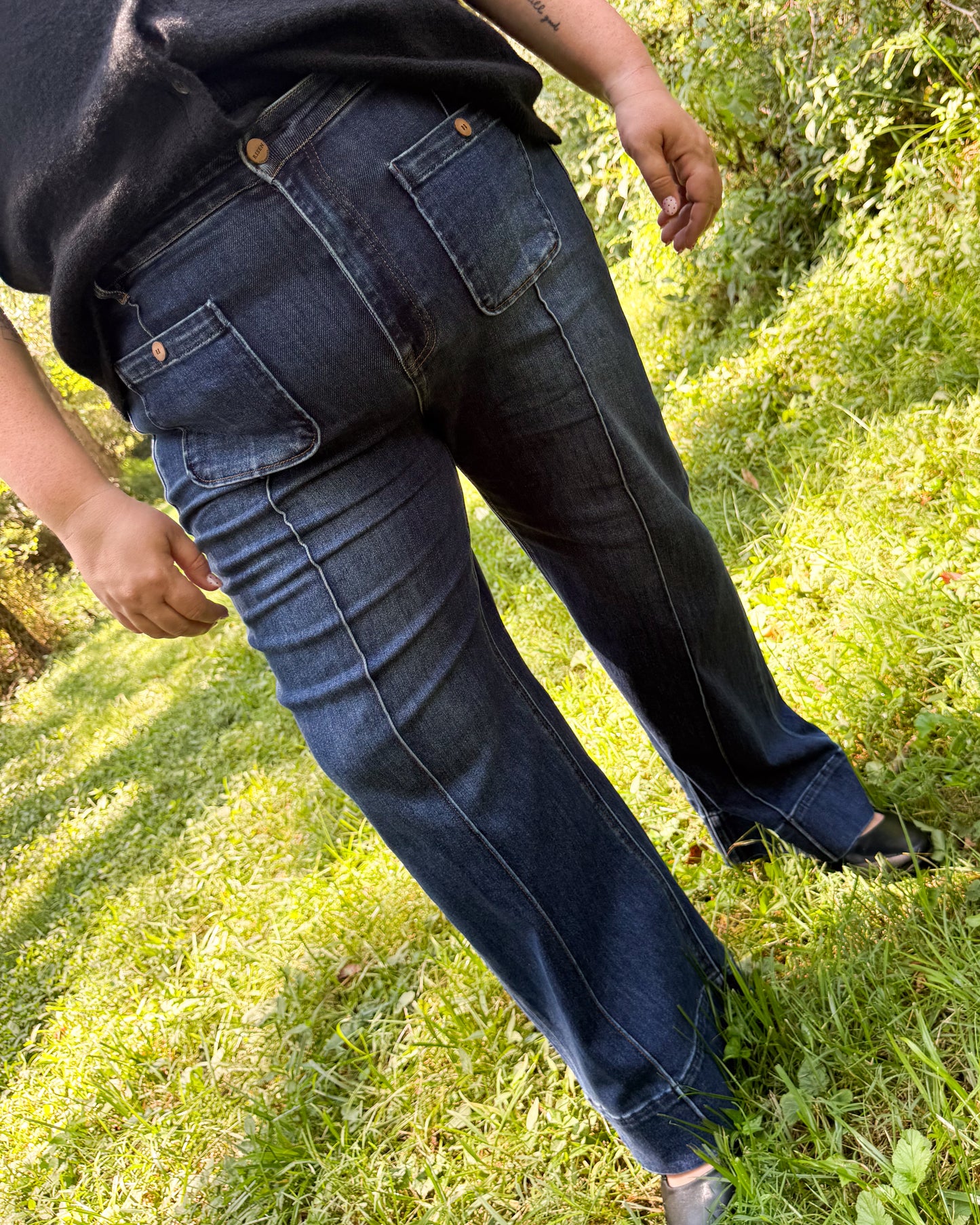 Risen Denim | Angeline High Rise Crop Wide Leg Jeans