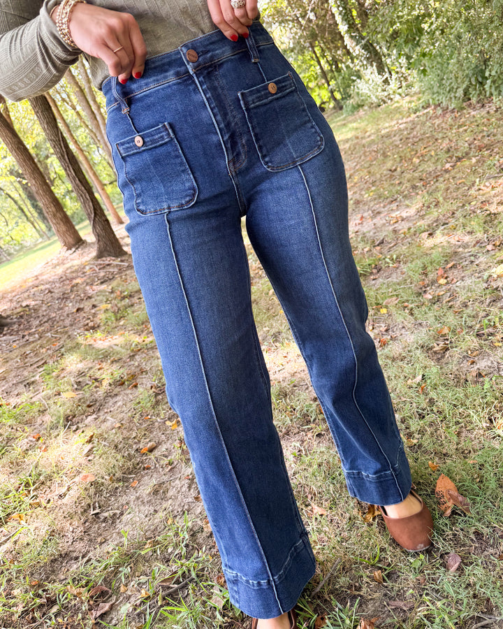Risen Denim | Angeline High Rise Crop Wide Leg Jeans