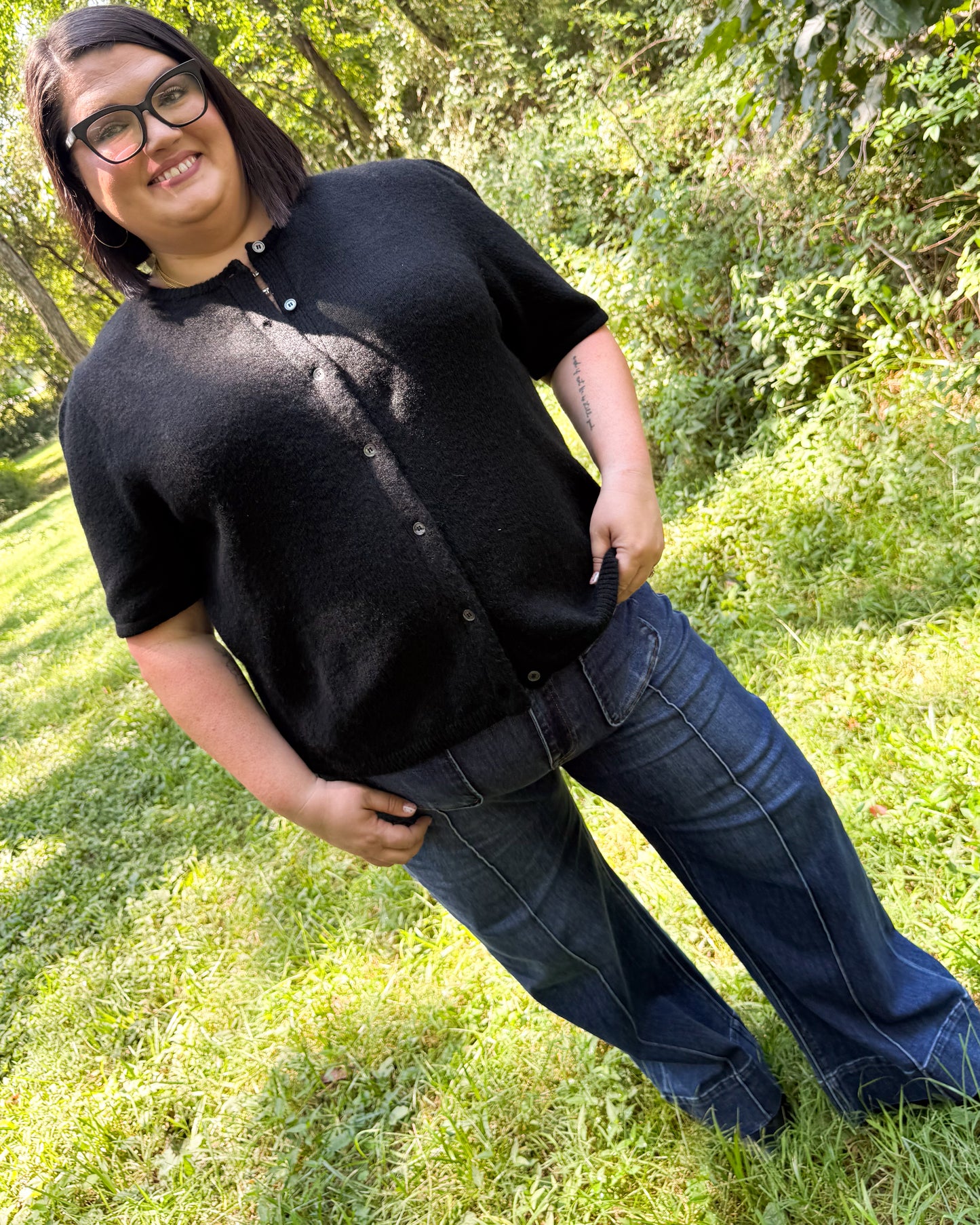 Risen Denim | Angeline High Rise Crop Wide Leg Jeans