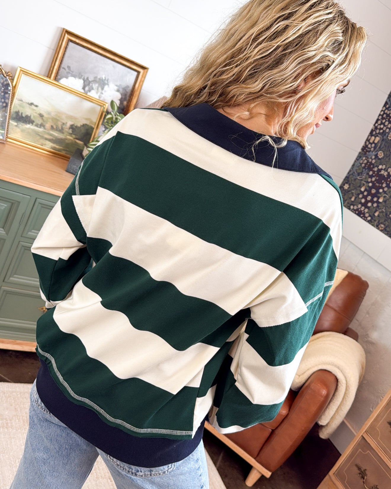 Rugby Days Striped Grommet Detail Pullover