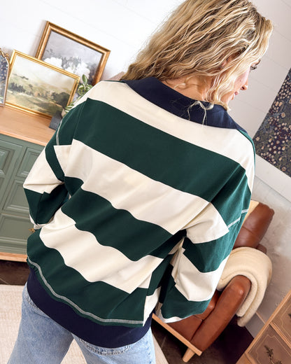 Rugby Days Striped Grommet Detail Pullover