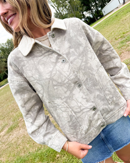 Backroads Camo Contrast Collar Jacket