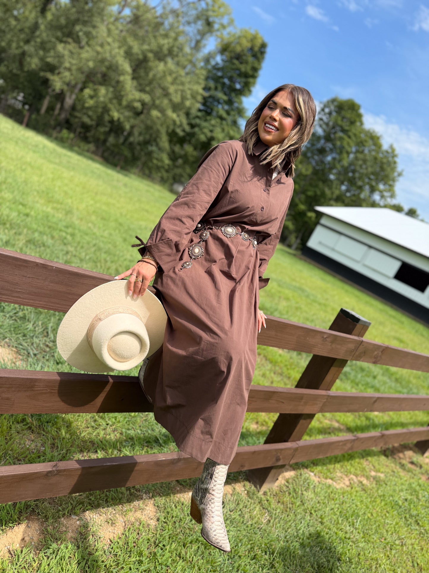 Spill The Tea Ruched Tie Sleeve Midi Dress