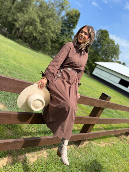 Spill The Tea Ruched Tie Sleeve Midi Dress