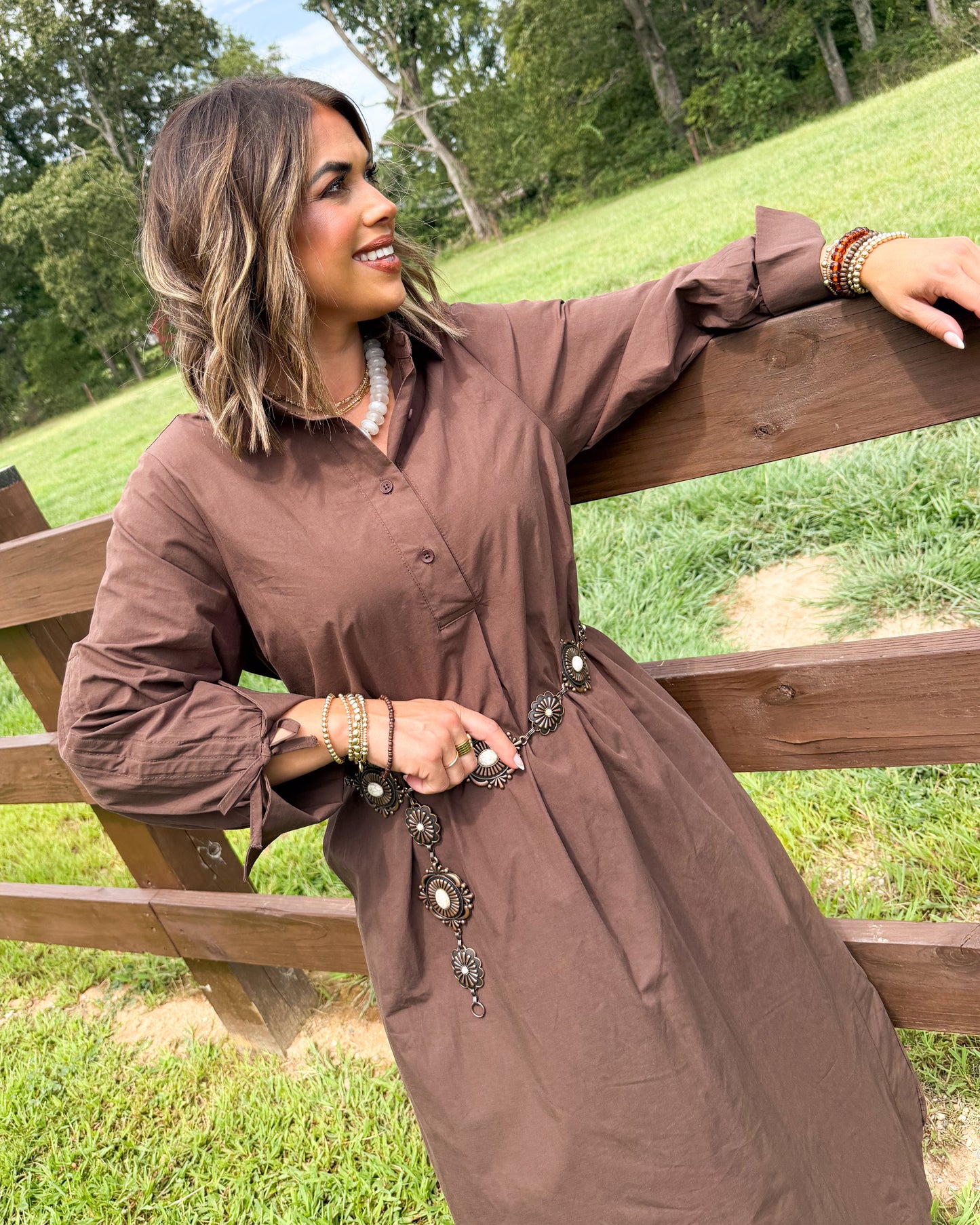 Spill The Tea Ruched Tie Sleeve Midi Dress
