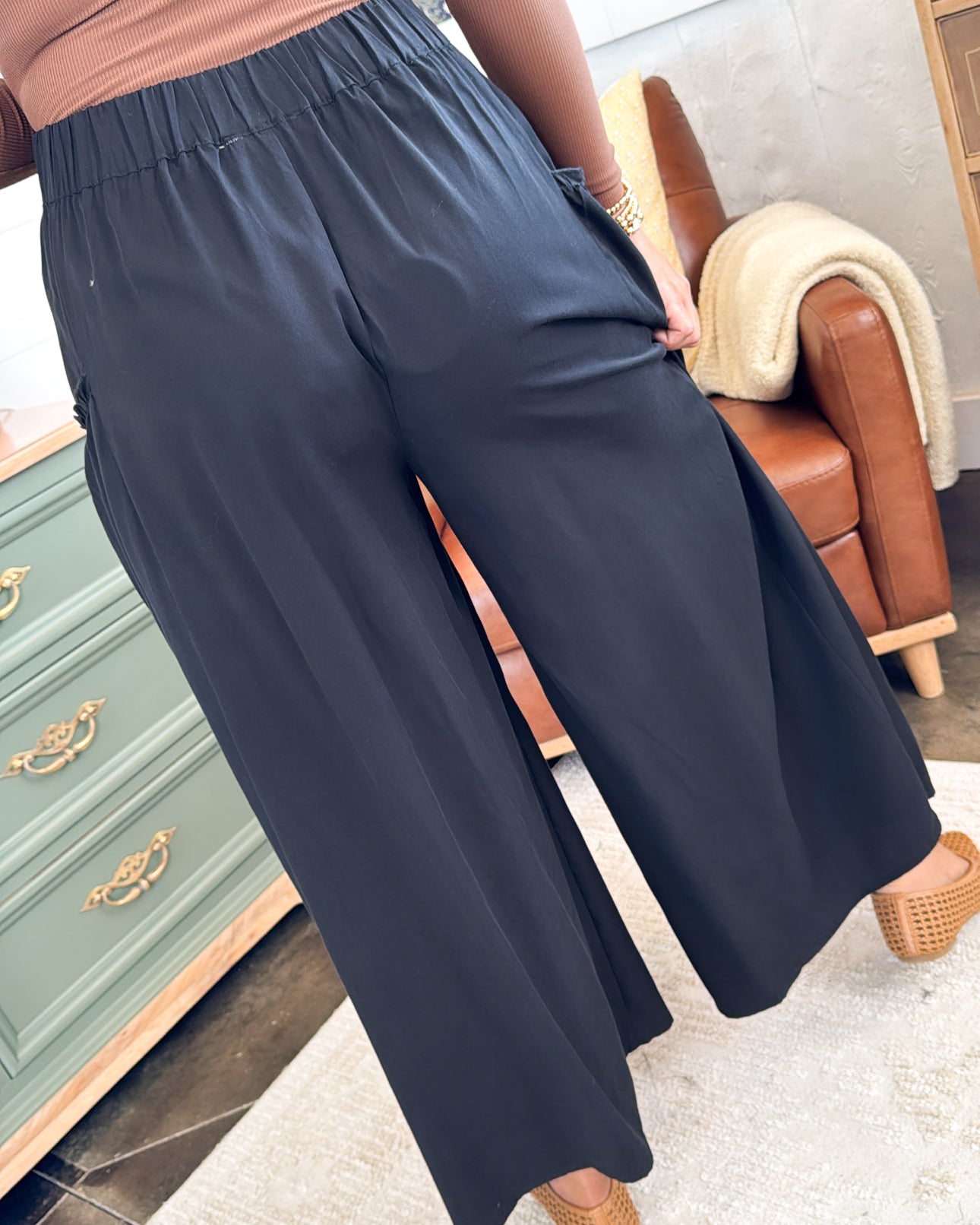 Boho Breeze Ruffle Pocket Palazzo Pants