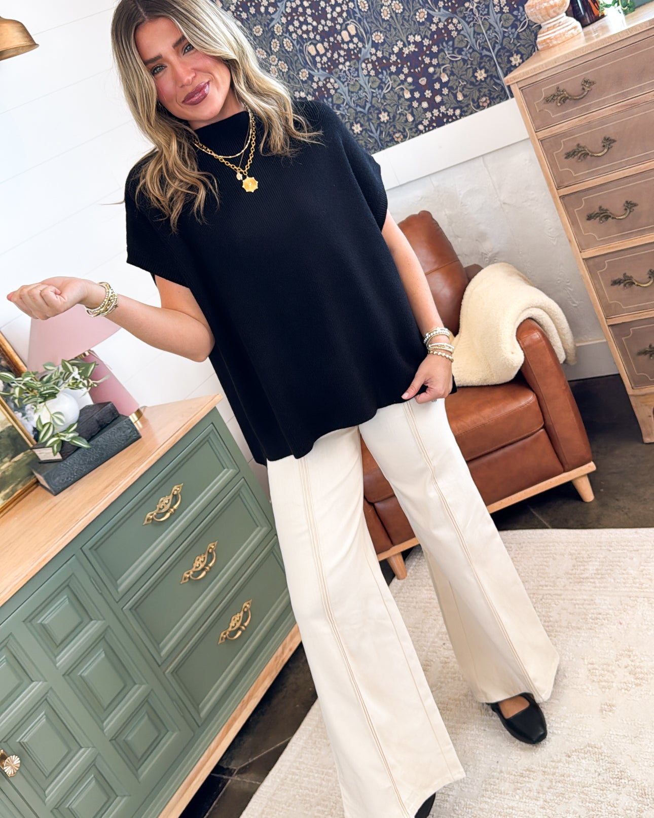 October Sky Rib Knit Dolman Sweater